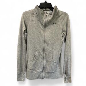 Nike Women's Heather Gray Dri-Fit Zip-Up Sweater